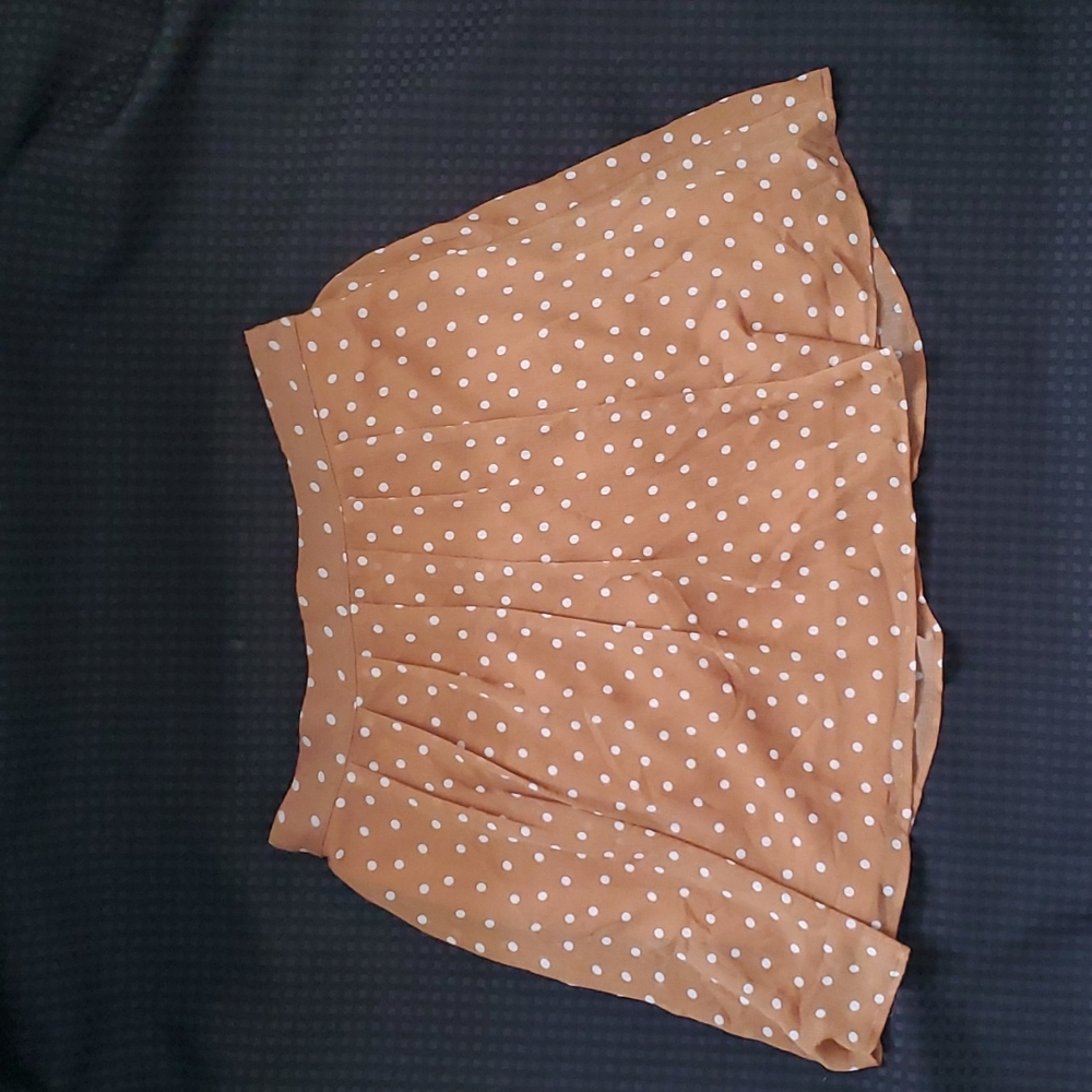 Old Navy, brown and white polka dot skirt, size medium, lined, elastic waist